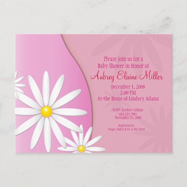Invitation Baby shower de la marguerite (Devant)