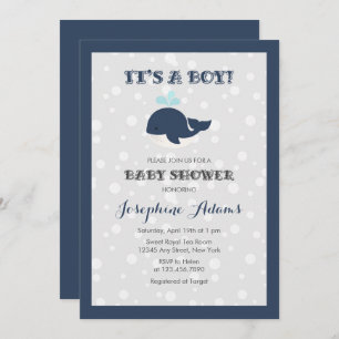 Invitation Baby shower de la marine Blue Ocean Whale