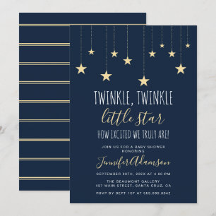 Invitation Baby shower de la Marine Blue Twinkle Little Star