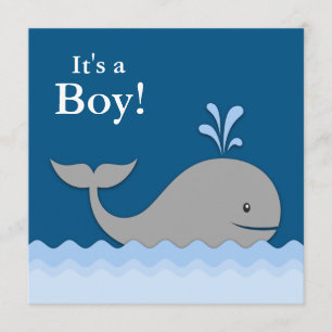 Invitation Baby shower de la marine Blue Whale