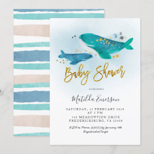 Invitation Baby shower de la Marine Blue Whale