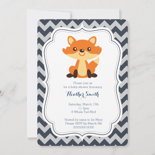 Invitation Baby shower de la Marine Grey Fox (Devant)