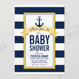 Invitation Baby shower de la marine nautique