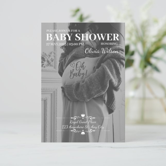 Invitation Baby shower de la mère à être (Debout devant)