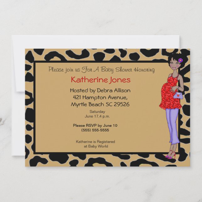 Invitation Baby shower de la mère africaine améric (Devant)