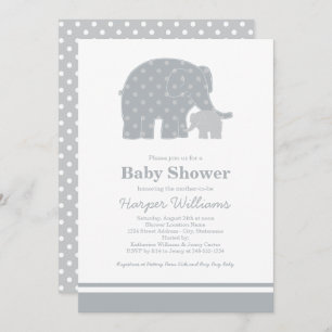 Invitation Baby shower de la mère Eléphant Grey Dots