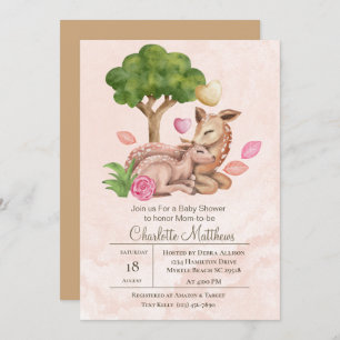 Invitation Baby shower de la mère et du bébé cerfs de forêt A