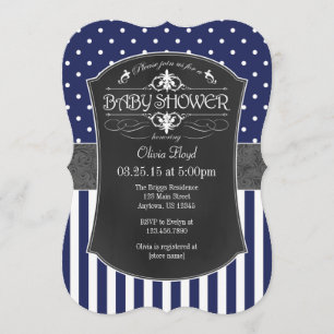 Invitation Baby shower de la Navy Blue Grey Chalkboard