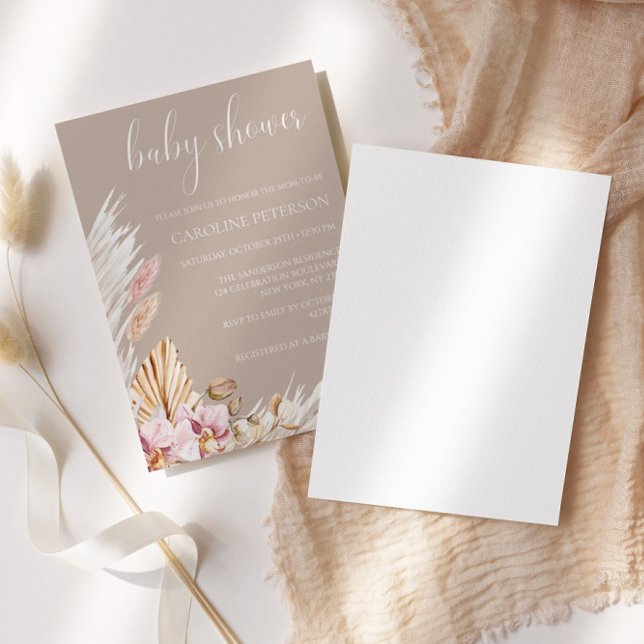 Invitation Baby shower de la Pampas Grass Floral Boho (Créateur téléchargé)