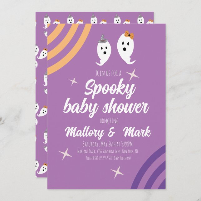 Invitation Baby shower de la partie Super d'Halloween Retro (Devant / Derrière)