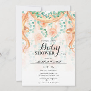 Invitation Baby shower de la Pêche Florale et Bann