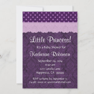 Invitation Baby shower de la petite dentelle violette S21D