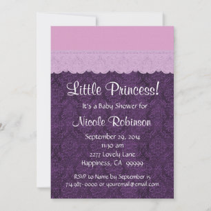 Invitation Baby shower de la petite dentelle violette S21E