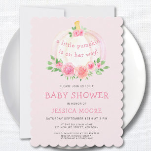 Invitation Baby shower de la petite fille Citrouille rose