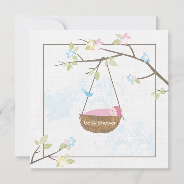 Invitation Baby shower de la petite fille endormie (Devant)