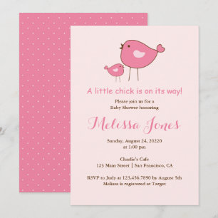 Invitation Baby shower de la petite fille rose