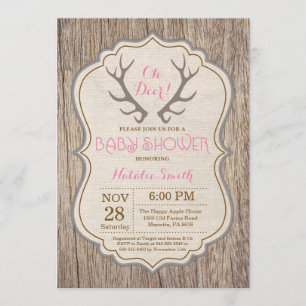 Invitation Baby shower de la petite fille Russe Deer Antler O