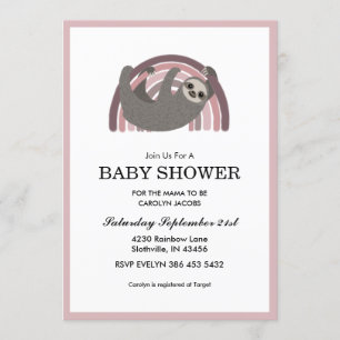 Invitation Baby shower de la petite fille Slobow Mauve