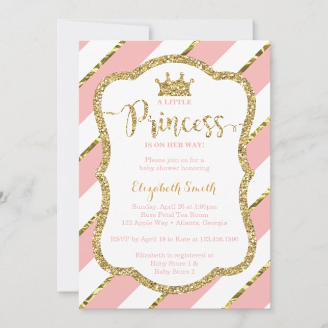 Invitation Baby shower de la petite princesse, Fau (Devant)