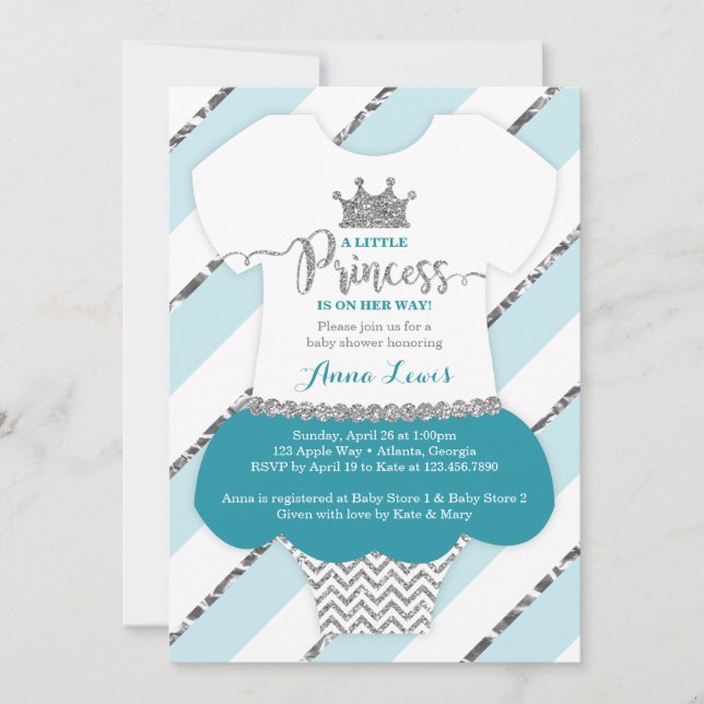 Invitation Baby shower de la petite princesse, Fau (Devant)
