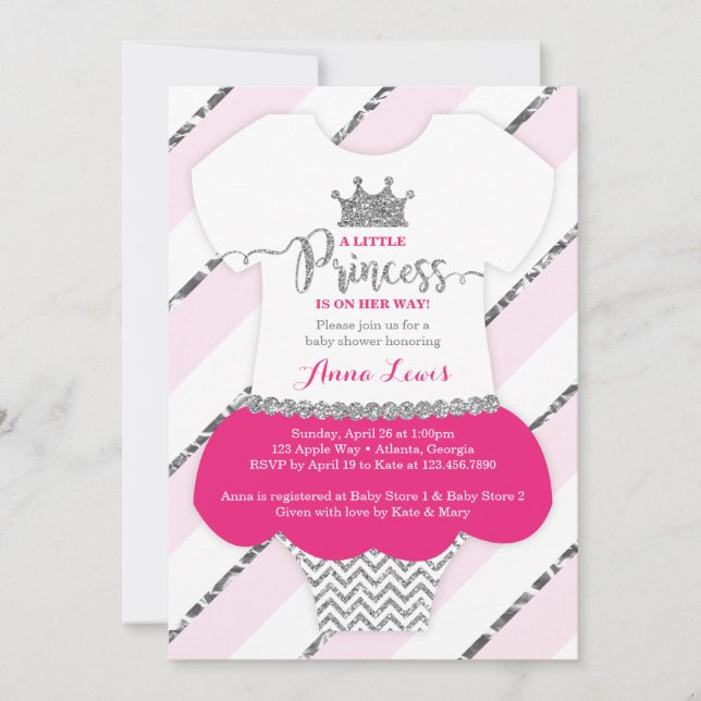 Invitation Baby shower de la petite princesse, Fau (Devant)