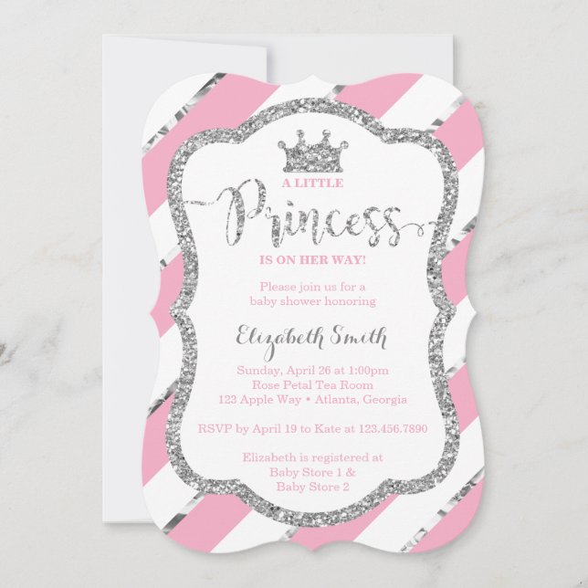 Invitation Baby shower de la petite princesse, Fau (Devant)
