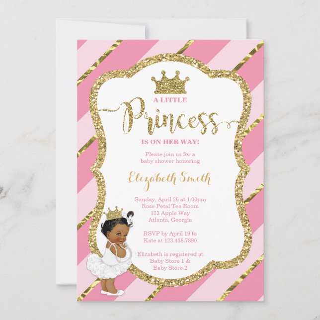 Invitation Baby shower de la petite princesse, Fau (Devant)