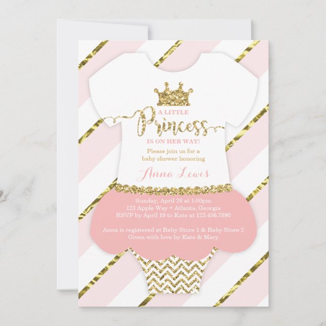 Invitation Baby shower de la petite princesse, Fau (Devant)