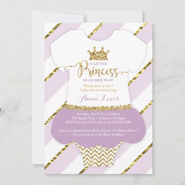 Invitation Baby shower de la petite princesse, Fau (Devant)