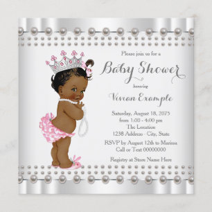 Invitation Baby Shower de la Princesse Afro-Américaine Pearl