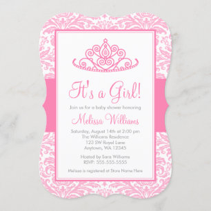 Invitation Baby shower de la princesse Crown Girl aux Damas r