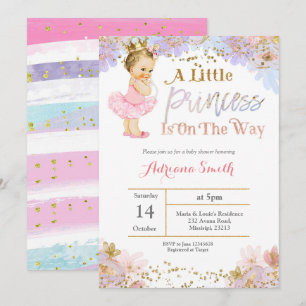 Invitation Baby shower de la princesse d'or rose