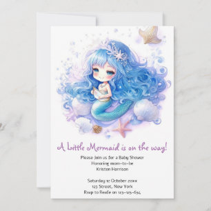 Invitation Baby shower de la princesse Mermaid