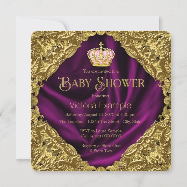 Invitation Baby Shower de la Princesse Royale (Dos)