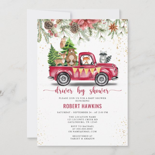 Invitation Baby shower de la promenade des animaux de Noël Tr (Devant)