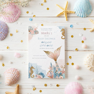 Invitation Baby shower de la queue de sirène rose