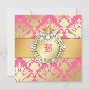 Invitation Baby shower de la reine Shimmer 311-Golden Damask