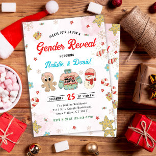 Invitation Baby shower de la révélation du genre de Noël