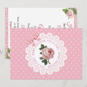 Invitation Baby shower de la Rose Pois rose