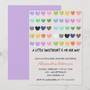 Invitation Baby shower de la Saint-Valentin, cœur sucré color