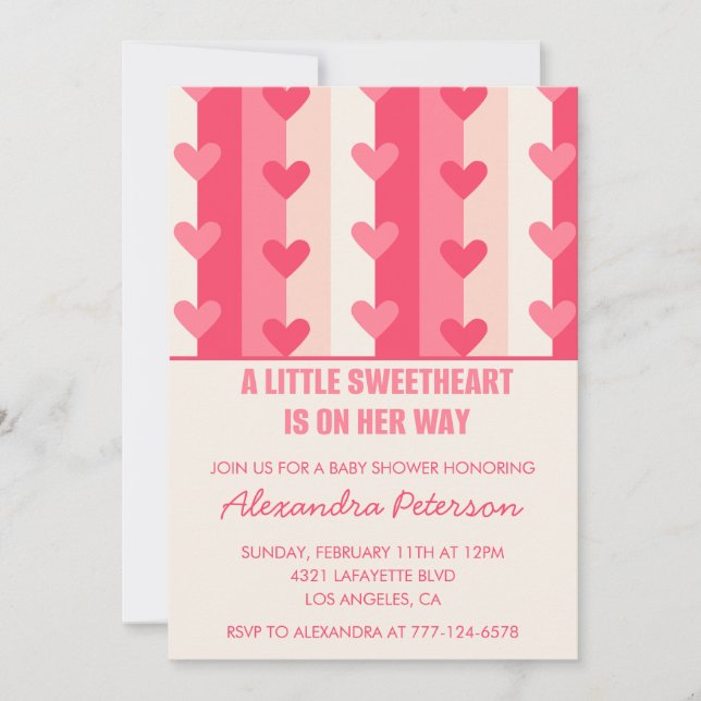 Invitation Baby shower de la Saint-Valentin moderne coeurs ro (Devant)