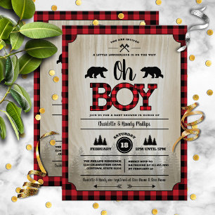 Invitation Baby shower de la sériole de bûcheron Buffalo Chec