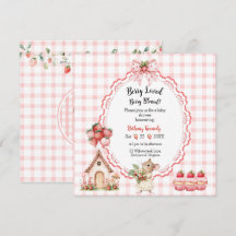 Invitation Baby shower de la souris Cupcake fraise