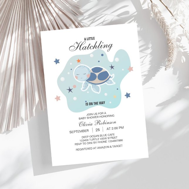 Invitation Baby shower de la tortue de mer | Océan mignon (Créateur téléchargé)