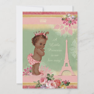 Invitation Baby shower de la Tour Eiffel Princesse Ethnique v