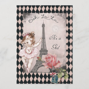 Invitation Baby shower de la tour Princesse Ballerina Eiffel