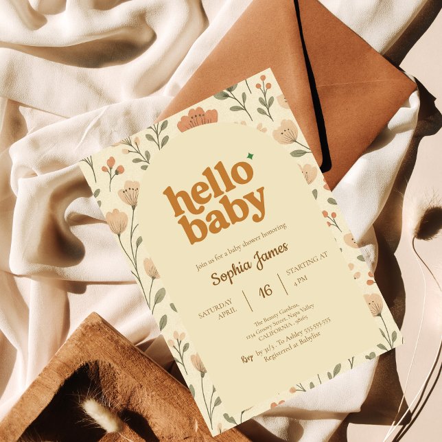 Invitation Baby shower de la typographie neutre beige (Créateur téléchargé)