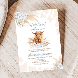 Invitation Baby shower de la vache Blue Highland
