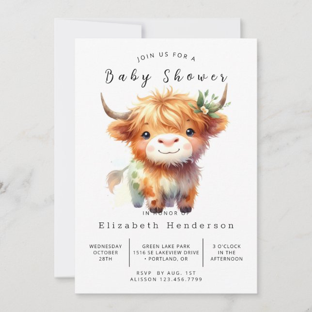 Invitation Baby shower de la vache joyeuse de Bohême (Devant)