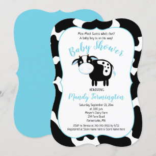 Invitation Baby shower de la vache laitière de ferme Invitati